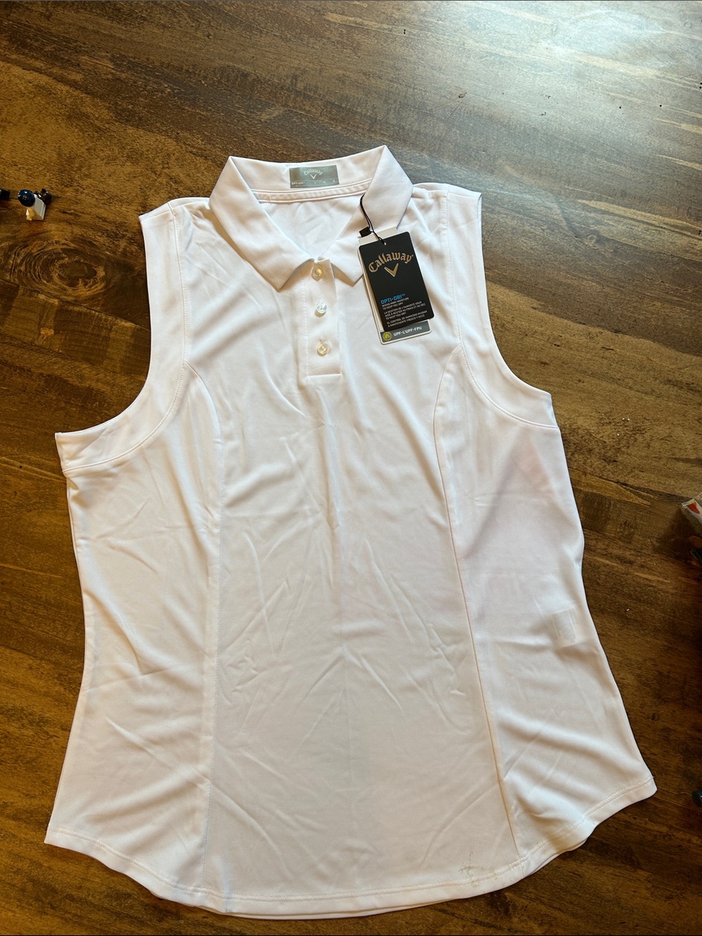 NWT Callaway Opti-Dre Sz L Women’s Sleeveless Polo Style Golf Shirt - White